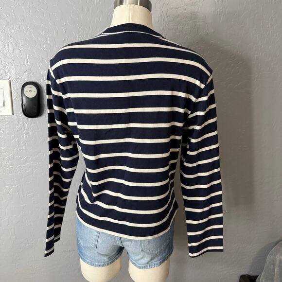 Abercrombie and Fitch Long-Sleeve Jersey Easy Tee, dark indigo stripe, XS - Picture 3 of 5